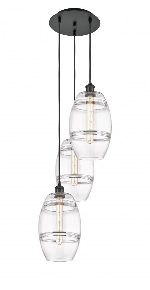 Vaz - 3 Light - 15 inch - Matte Black - Cord hung - Multi Pendant