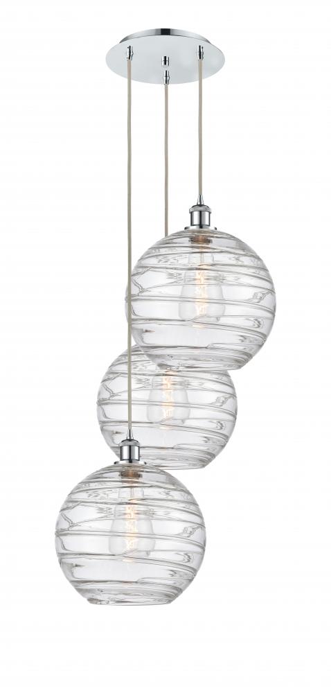 Athens Deco Swirl - 3 Light - 19 inch - Polished Chrome - Cord hung - Multi Pendant