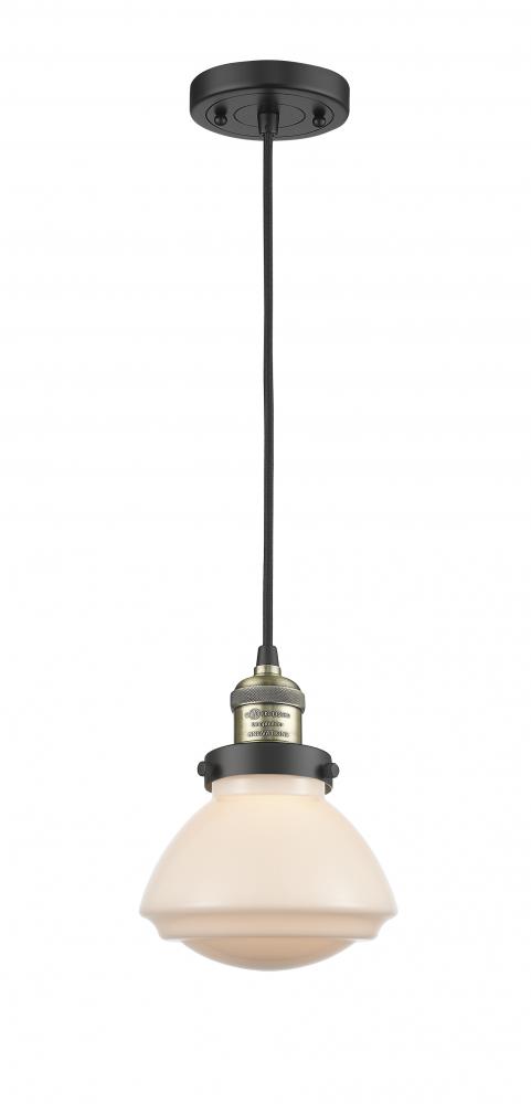 Olean - 1 Light - 7 inch - Black Antique Brass - Cord hung - Mini Pendant