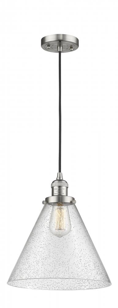 Cone - 1 Light - 12 inch - Brushed Satin Nickel - Cord hung - Mini Pendant