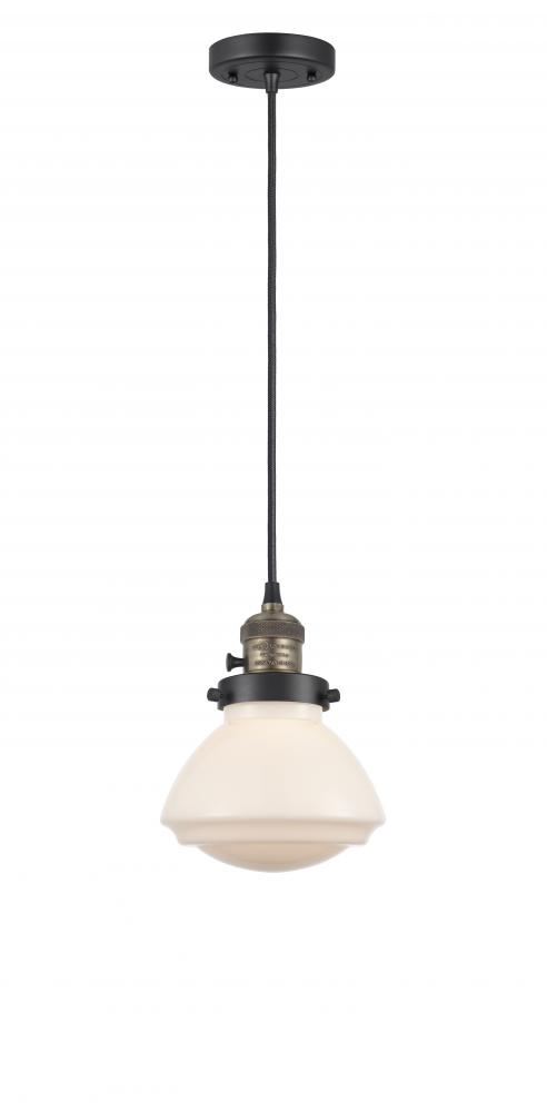 Olean - 1 Light - 7 inch - Black Antique Brass - Cord hung - Mini Pendant