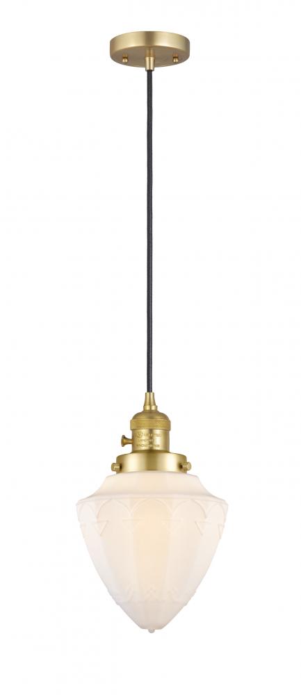 Bullet - 1 Light - 7 inch - Satin Gold - Cord hung - Mini Pendant