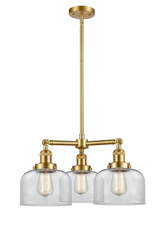 Bell - 3 Light - 22 inch - Satin Gold - Stem Hung - Chandelier