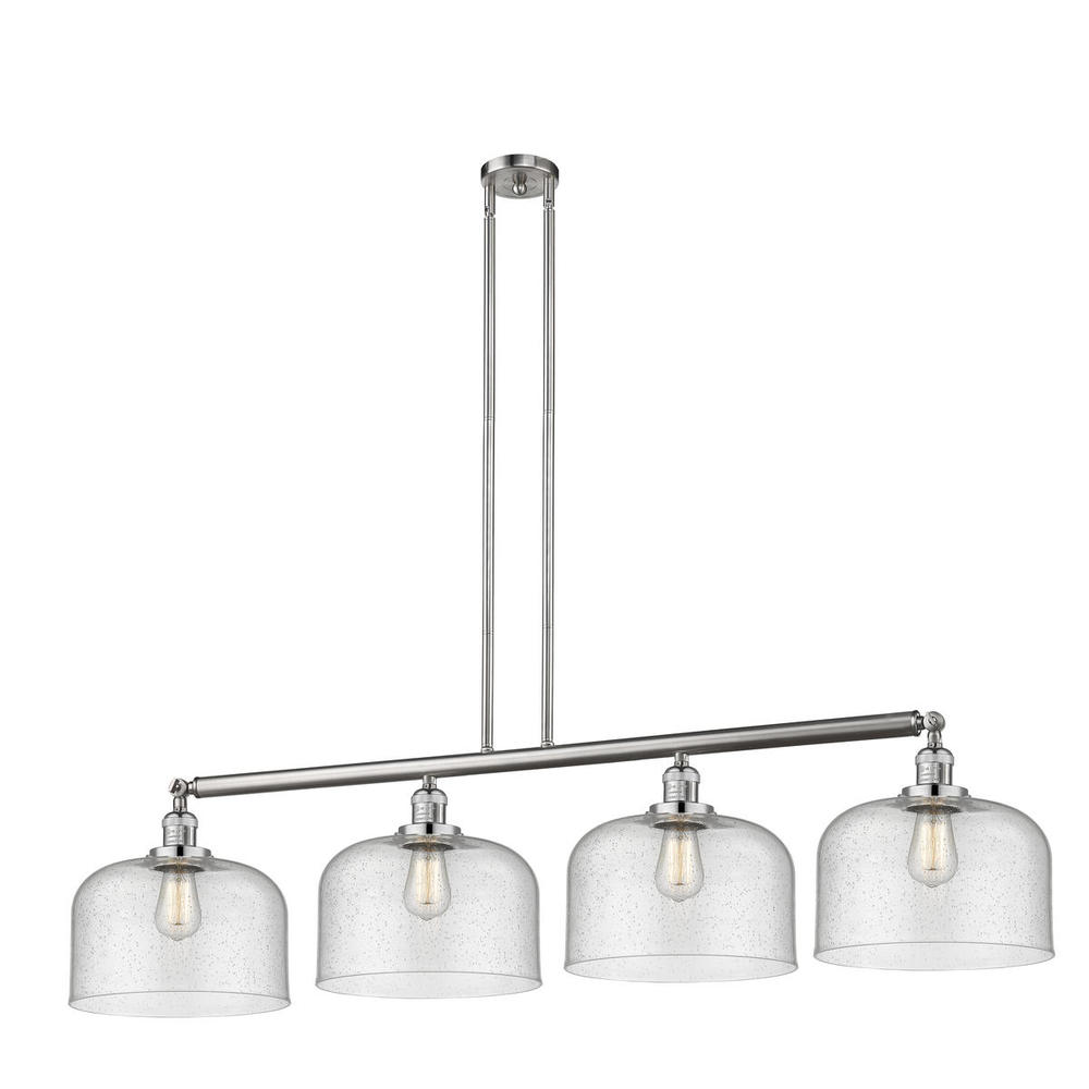 Bell - 4 Light - 54 inch - Brushed Satin Nickel - Stem Hung - Island Light