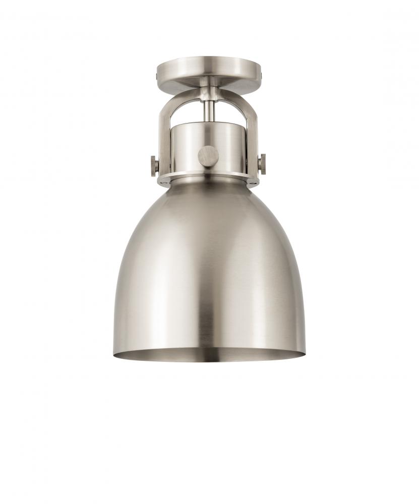 Newton Bell - 1 Light - 8 inch - Satin Nickel - Flush Mount