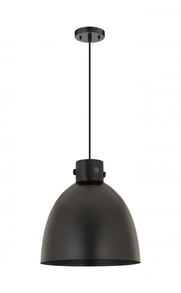 Newton Bell - 1 Light - 14 inch - Matte Black - Cord hung - Pendant