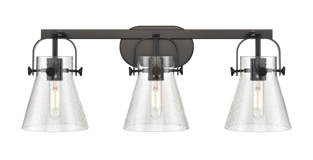 Pilaster II Cone - 3 Light - 27 inch - Matte Black - Bath Vanity Light