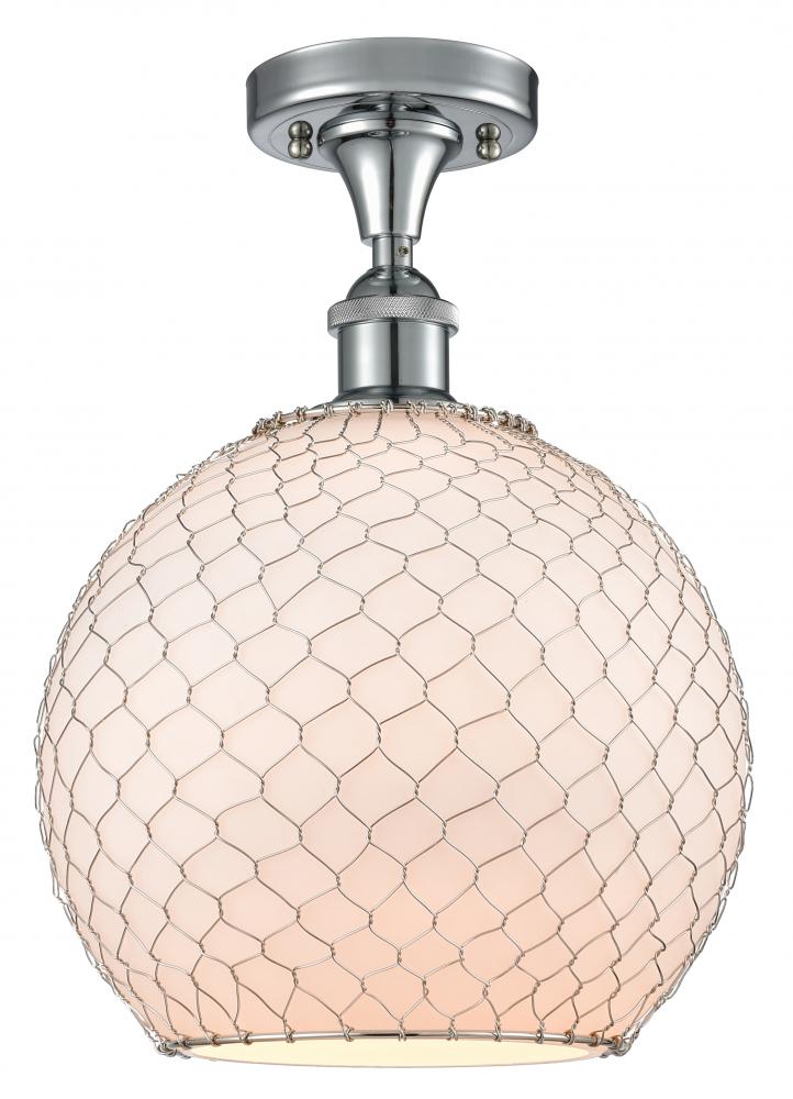 Farmhouse Chicken Wire - 1 Light - 10 inch - Polished Chrome - Semi-Flush Mount