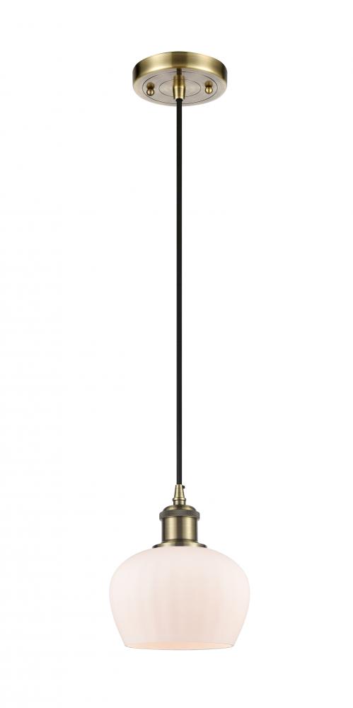 Fenton - 1 Light - 7 inch - Antique Brass - Cord hung - Mini Pendant