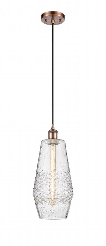 Windham - 1 Light - 7 inch - Antique Copper - Cord hung - Mini Pendant