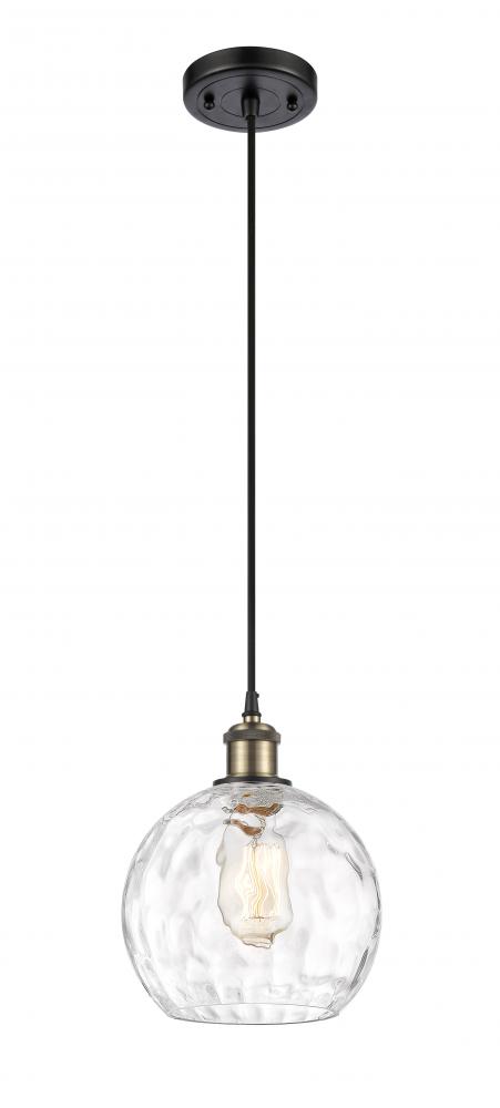 Athens Water Glass - 1 Light - 8 inch - Black Antique Brass - Cord hung - Mini Pendant