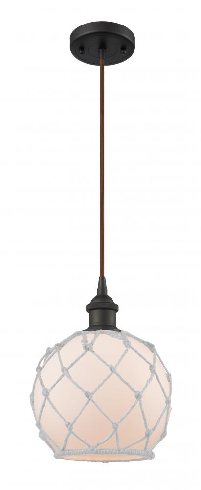 Farmhouse Rope - 1 Light - 8 inch - Oil Rubbed Bronze - Cord hung - Mini Pendant