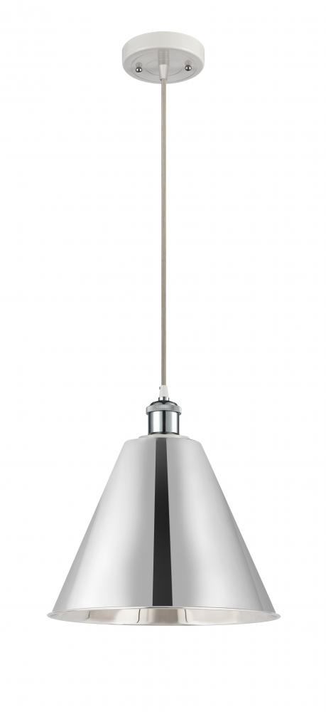 Berkshire - 1 Light - 12 inch - White Polished Chrome - Cord hung - Mini Pendant