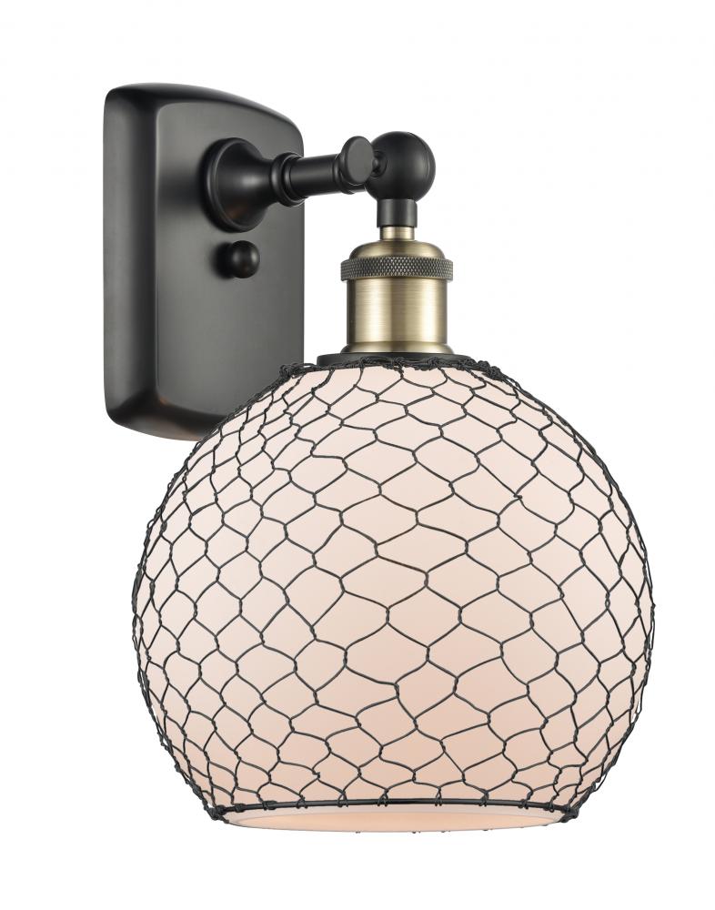 Farmhouse Chicken Wire - 1 Light - 8 inch - Black Antique Brass - Sconce