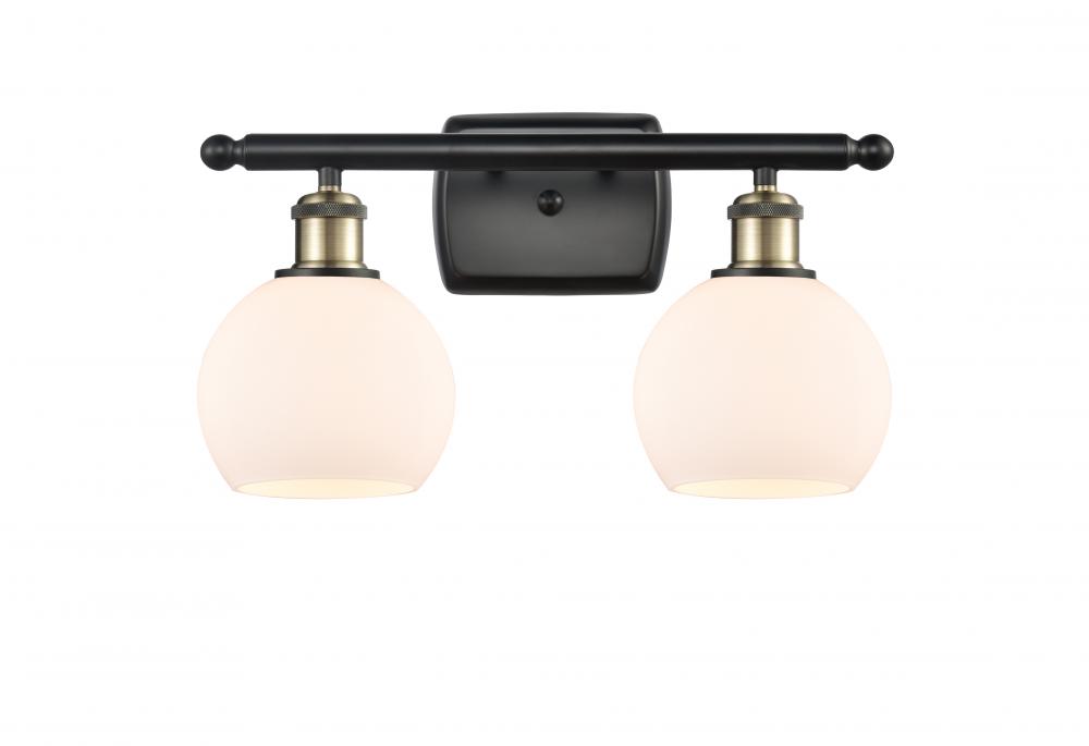 Athens - 2 Light - 16 inch - Black Antique Brass - Bath Vanity Light