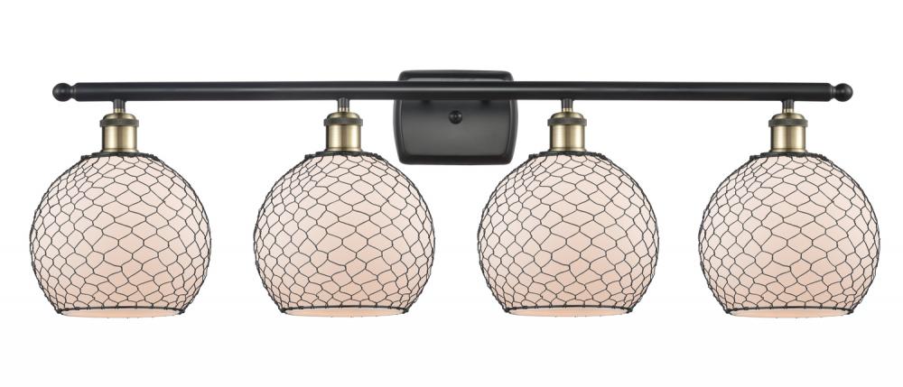 Farmhouse Chicken Wire - 4 Light - 38 inch - Black Antique Brass - Bath Vanity Light