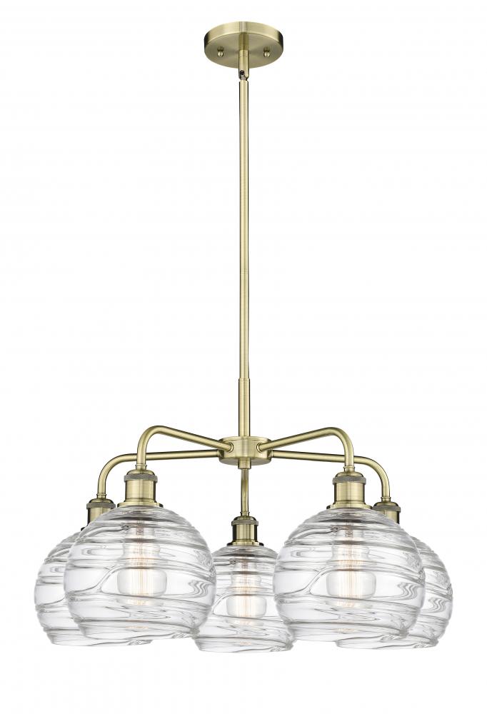 Athens Deco Swirl - 5 Light - 26 inch - Antique Brass - Chandelier