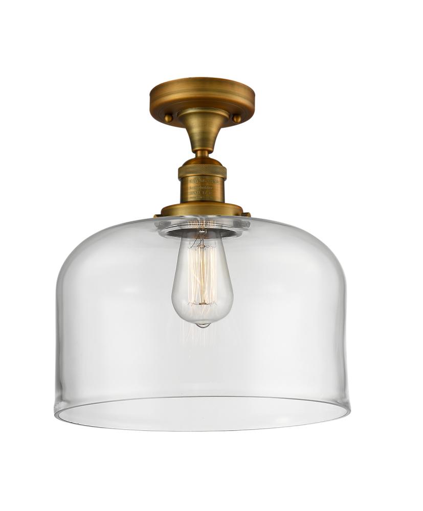 Bell - 1 Light - 12 inch - Brushed Brass - Semi-Flush Mount