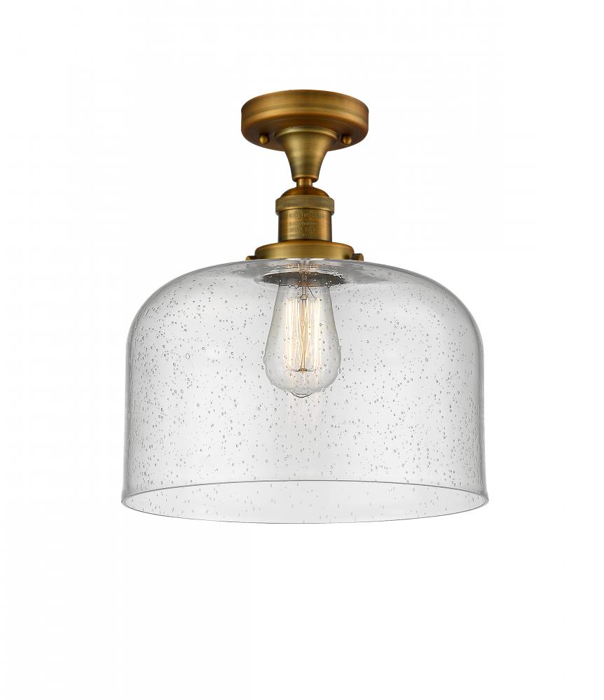 Bell - 1 Light - 12 inch - Brushed Brass - Semi-Flush Mount