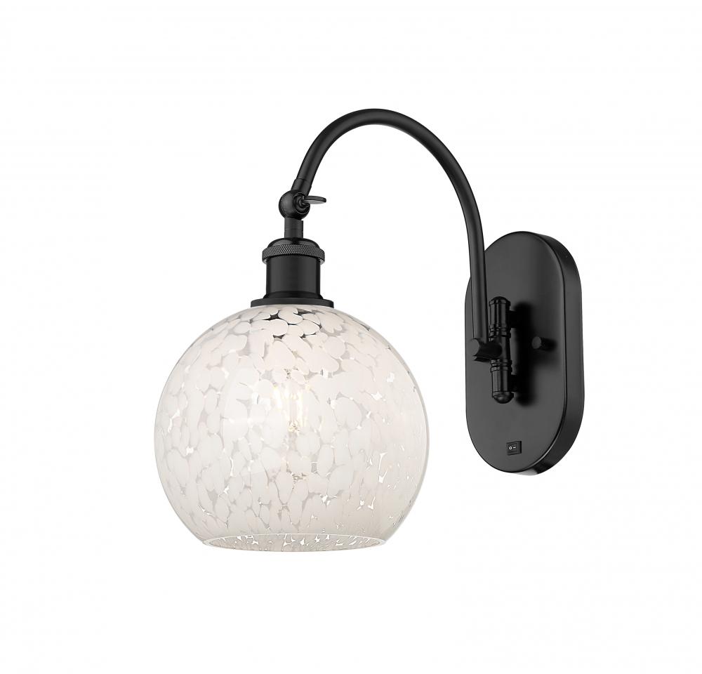 White Mouchette - 1 Light - 8 inch - Matte Black - Sconce