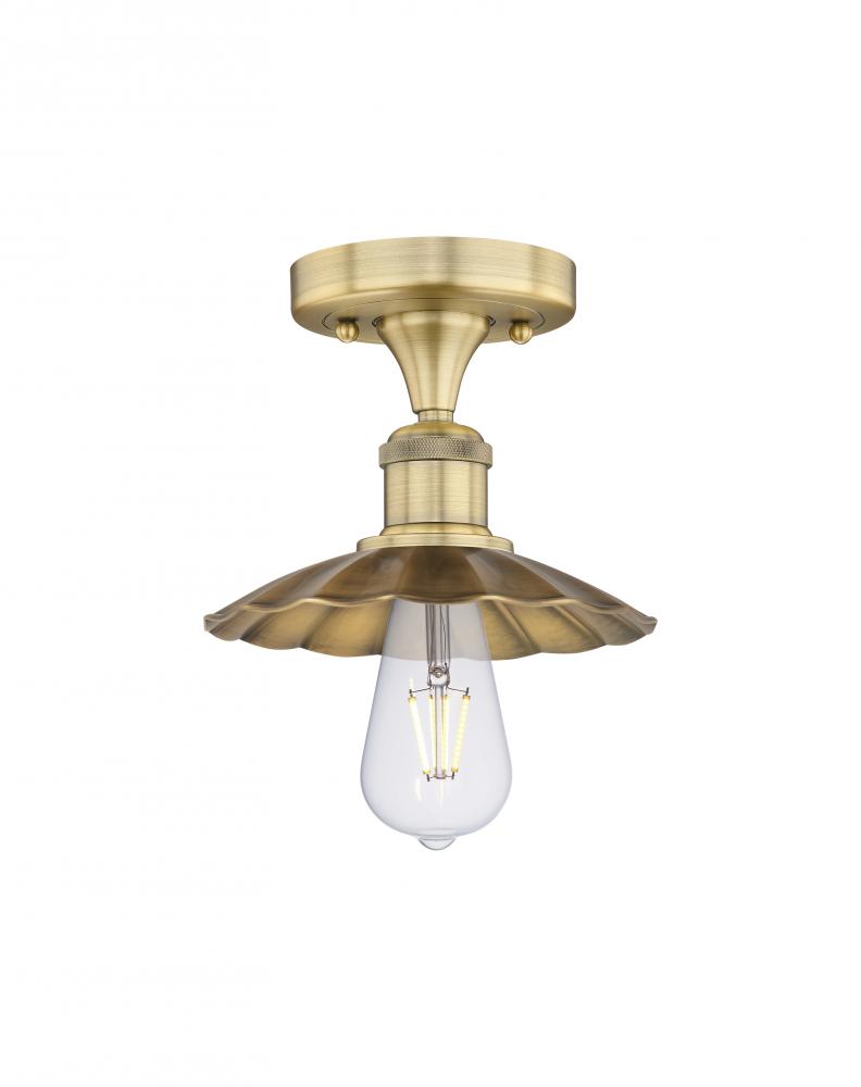 Scallop - 1 Light - 8 inch - Brushed Brass - Semi-Flush Mount