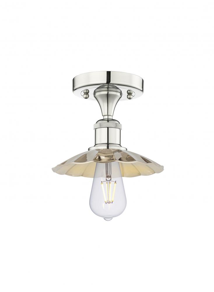 Scallop - 1 Light - 8 inch - Polished Nickel - Semi-Flush Mount