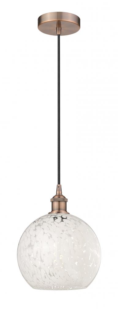 White Mouchette - 1 Light - 10 inch - Antique Copper - Cord Hung - Mini Pendant