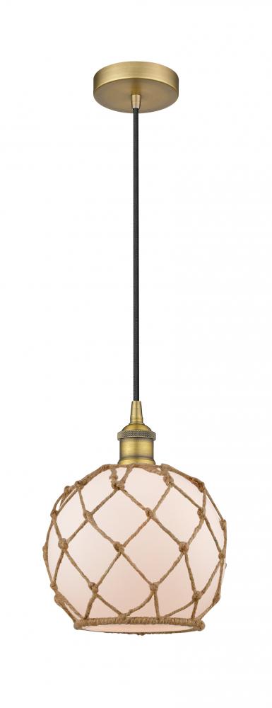 Farmhouse Rope - 1 Light - 8 inch - Brushed Brass - Cord hung - Mini Pendant