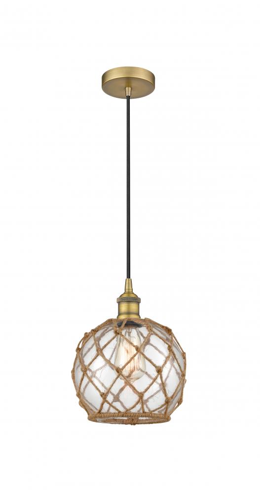 Farmhouse Rope - 1 Light - 8 inch - Brushed Brass - Cord hung - Mini Pendant