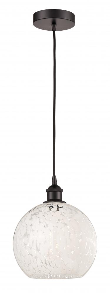 White Mouchette - 1 Light - 10 inch - Oil Rubbed Bronze - Cord Hung - Mini Pendant