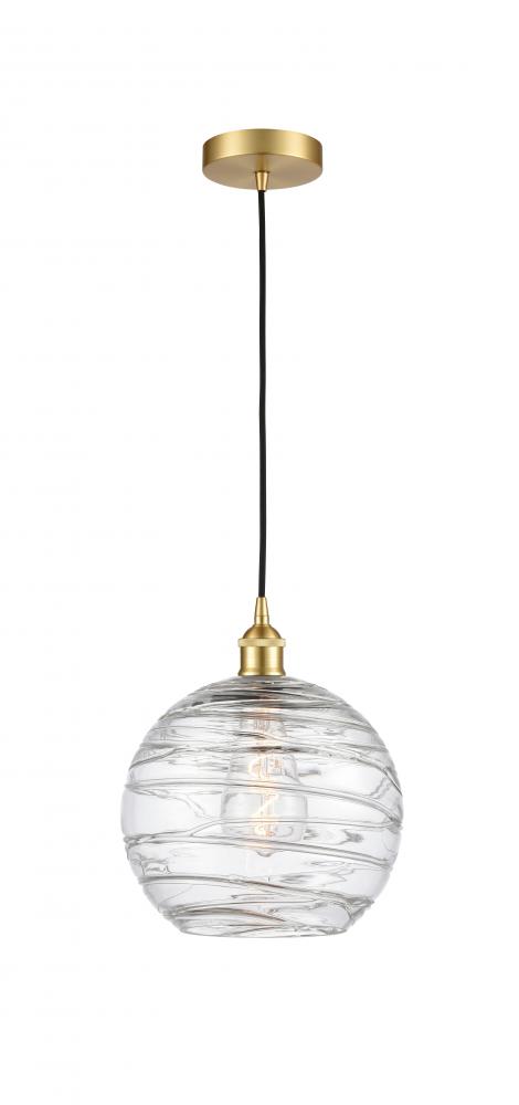 Athens Deco Swirl - 1 Light - 10 inch - Satin Gold - Cord hung - Mini Pendant