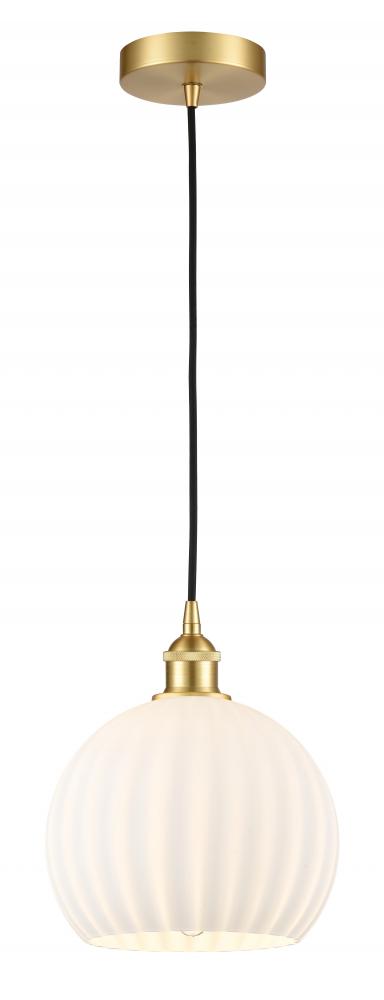 White Venetian - 1 Light - 10 inch - Satin Gold - Cord Hung - Mini Pendant