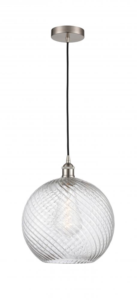 Athens Twisted Swirl - 1 Light - 12 inch - Brushed Satin Nickel - Cord hung - Mini Pendant