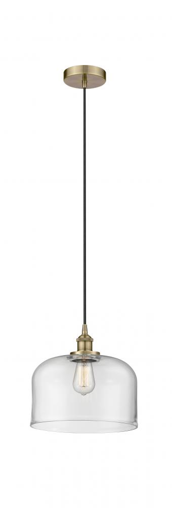 Bell - 1 Light - 12 inch - Antique Brass - Cord hung - Mini Pendant