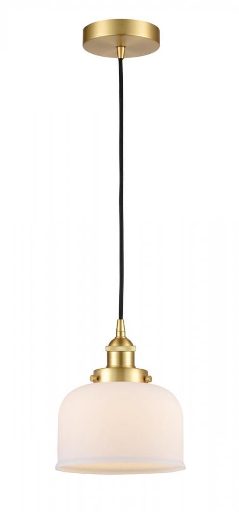 Bell - 1 Light - 8 inch - Satin Gold - Cord hung - Mini Pendant