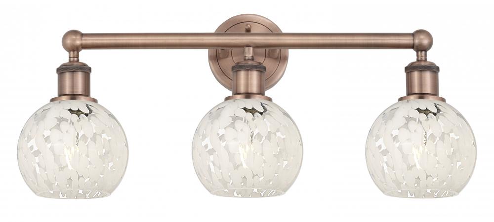 White Mouchette - 3 Light - 24 inch - Antique Copper - Bath Vanity Light