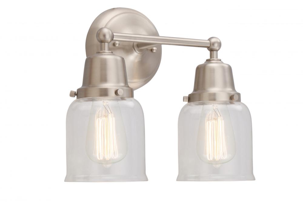 Bell - 2 Light - 13 inch - Brushed Satin Nickel - Bath Vanity Light