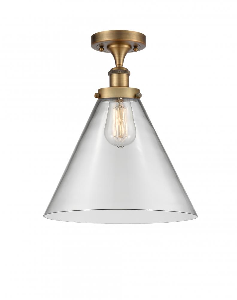 Cone - 1 Light - 12 inch - Brushed Brass - Semi-Flush Mount