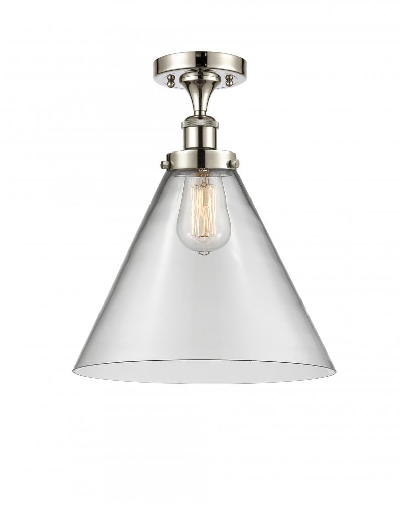 Cone - 1 Light - 12 inch - Polished Nickel - Semi-Flush Mount