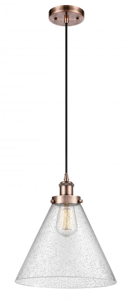 Cone - 1 Light - 12 inch - Antique Copper - Cord hung - Mini Pendant