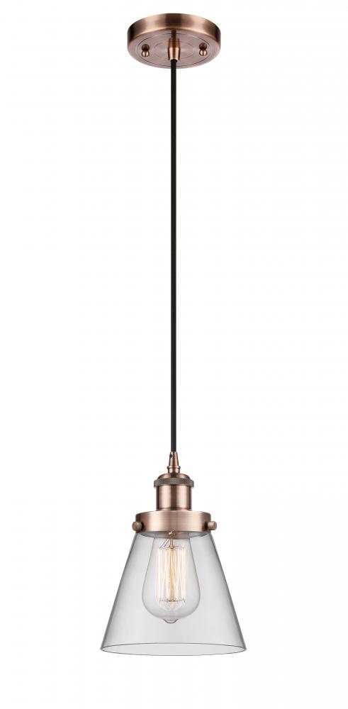 Cone - 1 Light - 6 inch - Antique Copper - Cord hung - Mini Pendant