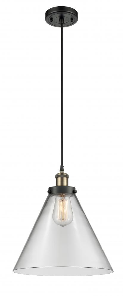 Cone - 1 Light - 12 inch - Black Antique Brass - Cord hung - Mini Pendant