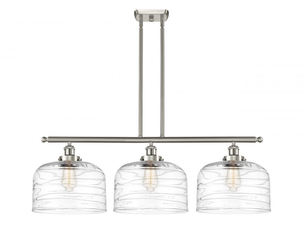 Bell - 3 Light - 36 inch - Brushed Satin Nickel - Stem Hung - Island Light