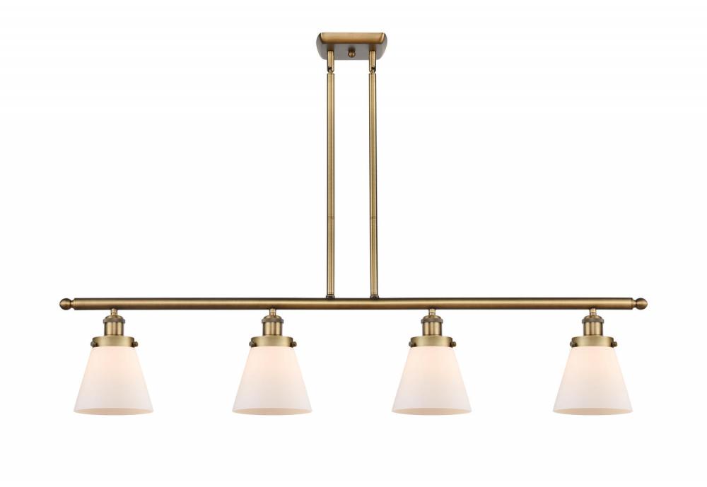 Cone - 4 Light - 48 inch - Brushed Brass - Stem Hung - Island Light