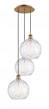 Innovations Lighting 113B-3P-BB-G1215-10 - Athens Water Glass - 3 Light - 17 inch - Brushed Brass - Cord hung - Multi Pendant