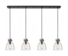 Innovations Lighting 124-410-1PS-BK-G412-8SDY - Newton Bell - 4 Light - 52 inch - Matte Black - Linear Pendant