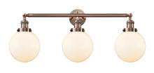 Innovations Lighting 205-AC-G201-8 - Beacon - 3 Light - 32 inch - Antique Copper - Bath Vanity Light