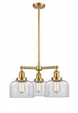 Innovations Lighting 207-SG-G72 - Bell - 3 Light - 22 inch - Satin Gold - Stem Hung - Chandelier