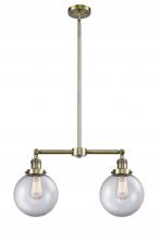 Innovations Lighting 209-AB-G202-8 - Beacon - 2 Light - 25 inch - Antique Brass - Stem Hung - Island Light