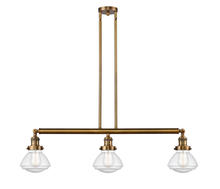 Innovations Lighting 213-BB-G324 - Olean - 3 Light - 39 inch - Brushed Brass - Stem Hung - Island Light